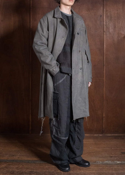 Professor.E DOUBLE BREASTED LONG COAT NATURAL DYED GREY 26FW-FM-LC-03