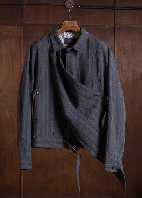 Professor.E DRAPE SCARF CROPPED JKT GREY 26FW-PE-JKT-08
