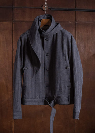 Professor.E DRAPE SCARF CROPPED JKT GREY 26FW-PE-JKT-08