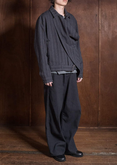 Professor.E DRAPE SCARF CROPPED JKT GREY 26FW-PE-JKT-08