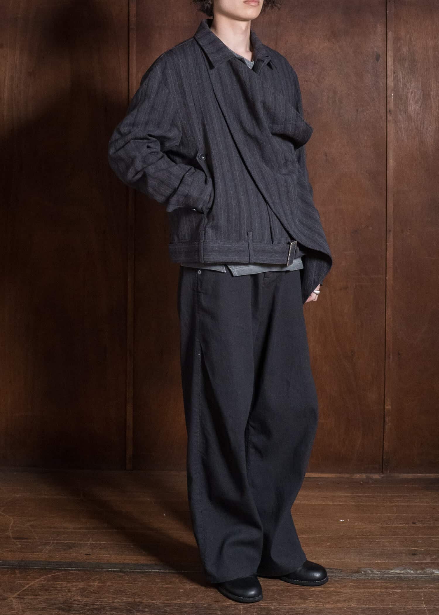 Professor.E DRAPE SCARF CROPPED JKT GREY 26FW-PE-JKT-08