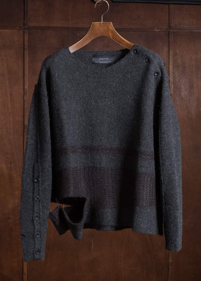Professor.E DECONSTRUCTED CROPPED SWEATER BLACK 26FW-PE-KT-04