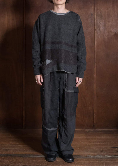 Professor.E DECONSTRUCTED CROPPED SWEATER BLACK 26FW-PE-KT-04