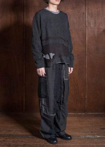 Professor.E DECONSTRUCTED CROPPED SWEATER BLACK 26FW-PE-KT-04