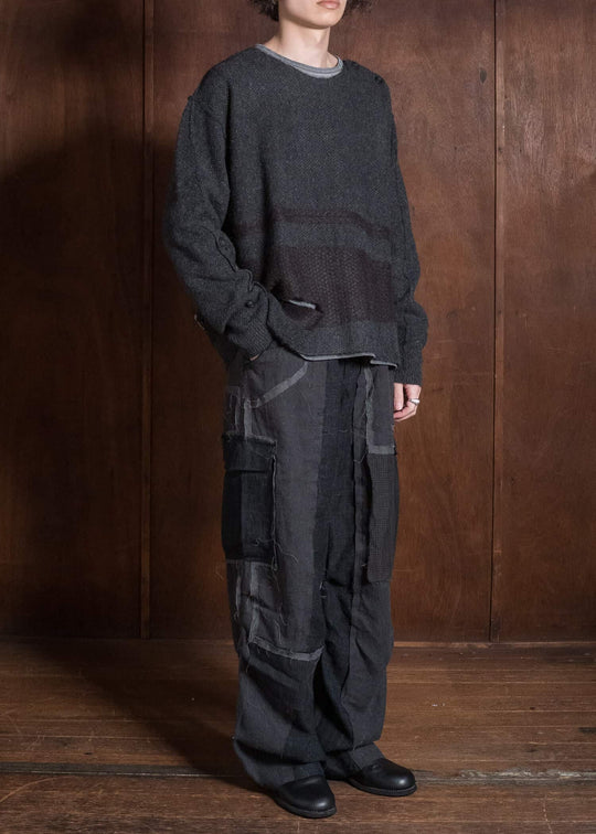 Professor.E DECONSTRUCTED CROPPED SWEATER BLACK 26FW-PE-KT-04