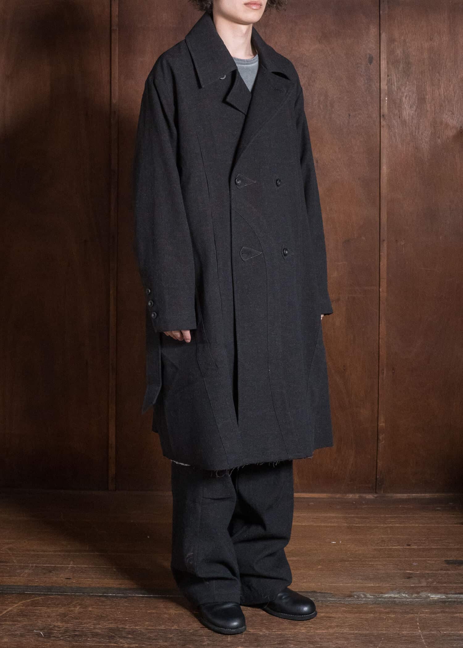 Professor.E TAILORED DB TRENCH BLACK 26FW-PE-LC-03