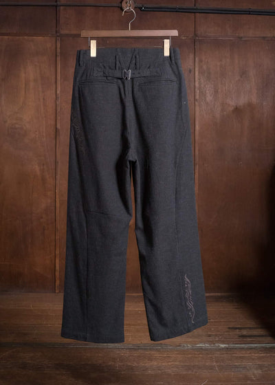 Professor.E EMBROIDERED OVERSLOCK TROUSERS BLACK 26FW-PE-TRL-03