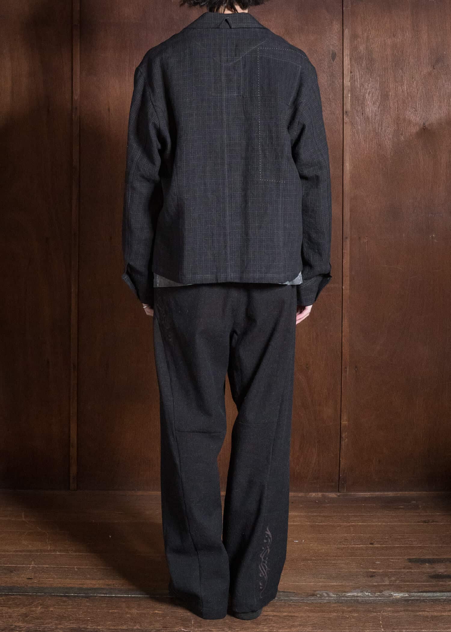 Professor.E EMBROIDERED OVERSLOCK TROUSERS BLACK 26FW-PE-TRL-03