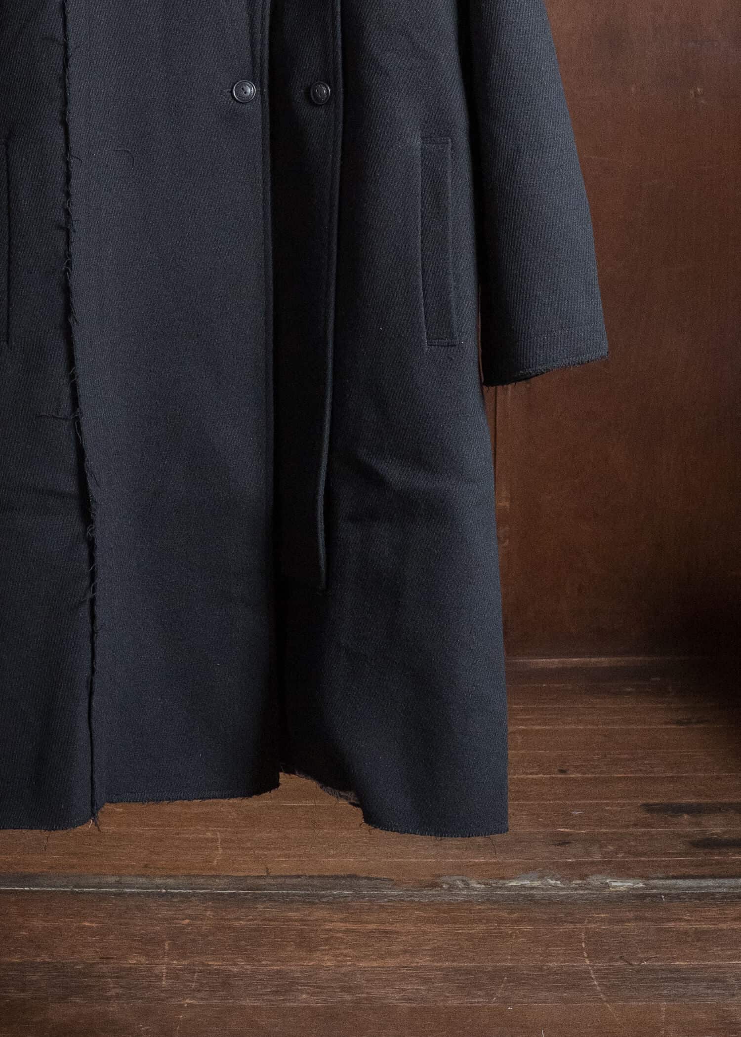 Professor.E RAW-EDGE DOUBLE-COLLAR LONG COAT BLACK 26FW-WN-LC-01