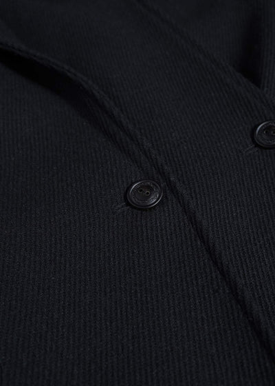 Professor.E RAW-EDGE DOUBLE-COLLAR LONG COAT BLACK 26FW-WN-LC-01