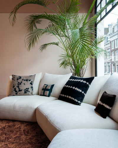SUZUSAN Cotton Linen Cushion Cover　Tesuji Shibori 1172CL-020-Burnt Orange x Ivory 1172CL-020-Burnt Orange x Ivory