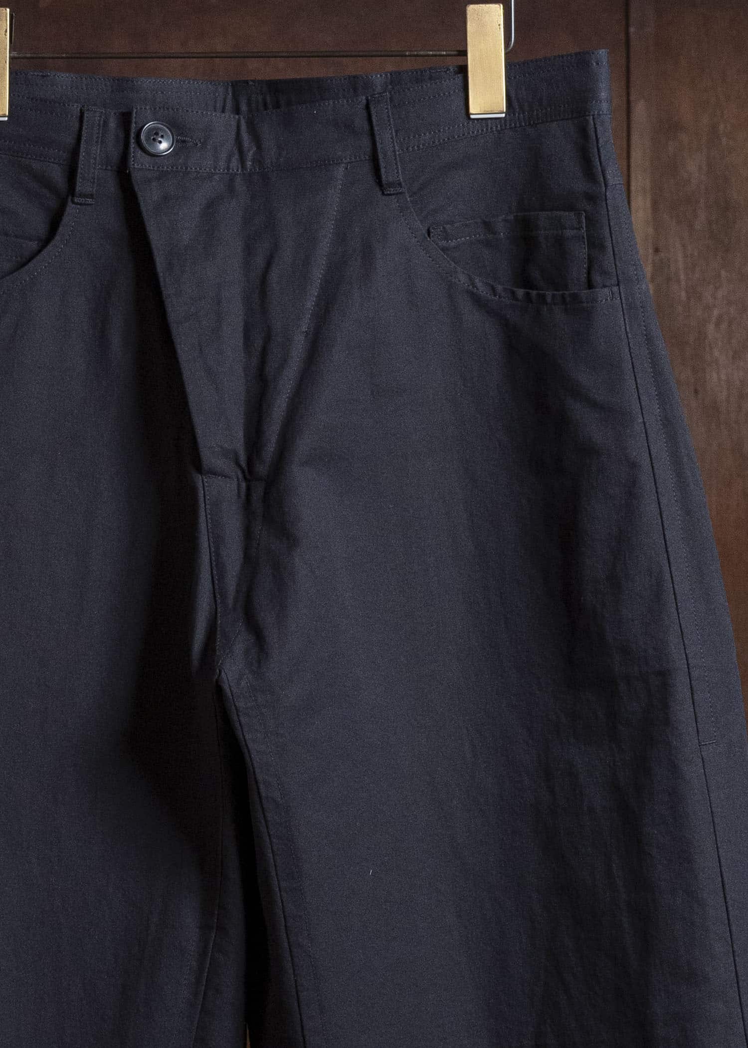 JAN-JAN VAN ESSCHE TROUSERS#90 OVERSIZED 6-POCKET DENIM WITH DRAWSTRING INSIDE | CO PAPER FINE TWILL Black