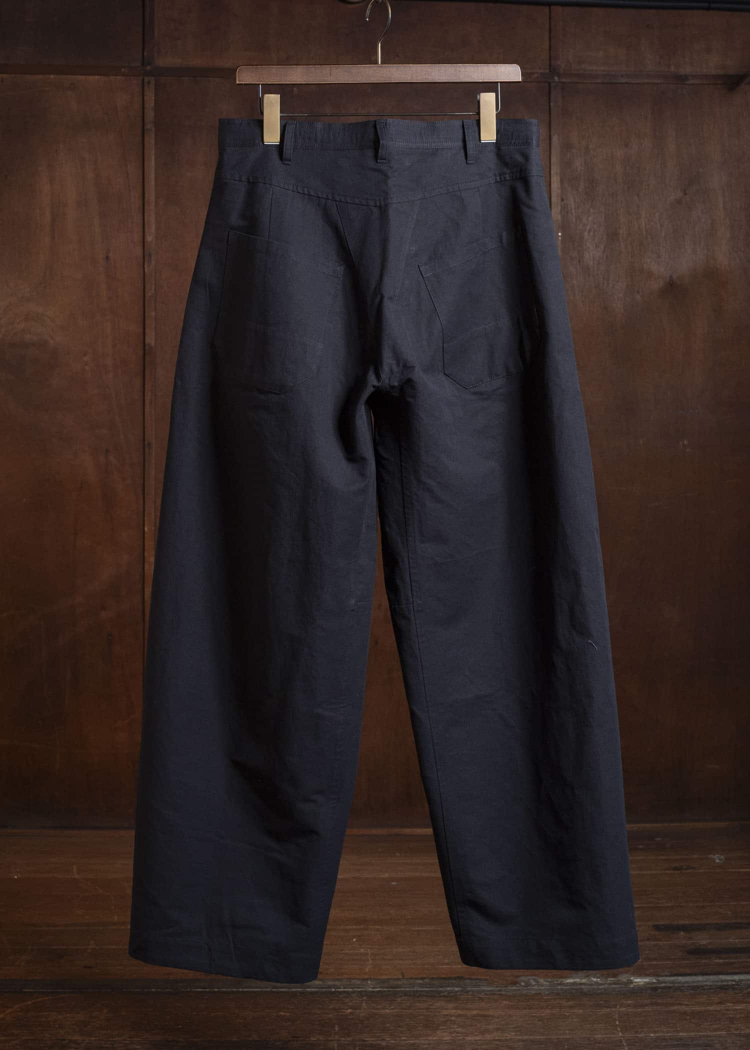JAN-JAN VAN ESSCHE TROUSERS#90 OVERSIZED 6-POCKET DENIM WITH DRAWSTRING INSIDE | CO PAPER FINE TWILL Black