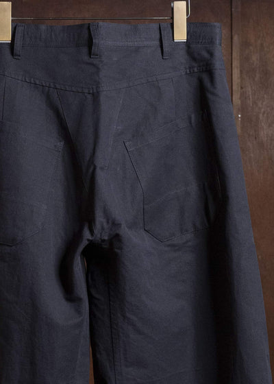 JAN-JAN VAN ESSCHE TROUSERS#90 OVERSIZED 6-POCKET DENIM WITH DRAWSTRING INSIDE | CO PAPER FINE TWILL Black