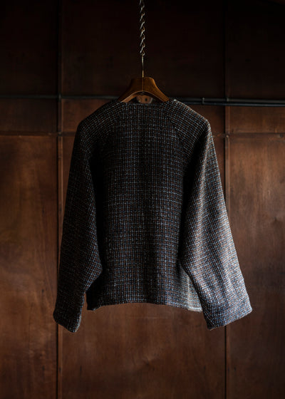 ZIIIN HOME SPUN "GOKUH" RAGLAN SLEEVE SHORT BLOUSON / BROWN