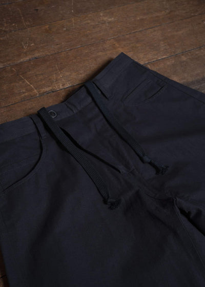 JAN-JAN VAN ESSCHE TROUSERS#90 OVERSIZED 6-POCKET DENIM WITH DRAWSTRING INSIDE | CO PAPER FINE TWILL Black