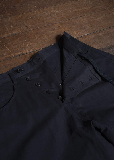JAN-JAN VAN ESSCHE TROUSERS#90 OVERSIZED 6-POCKET DENIM WITH DRAWSTRING INSIDE | CO PAPER FINE TWILL Black