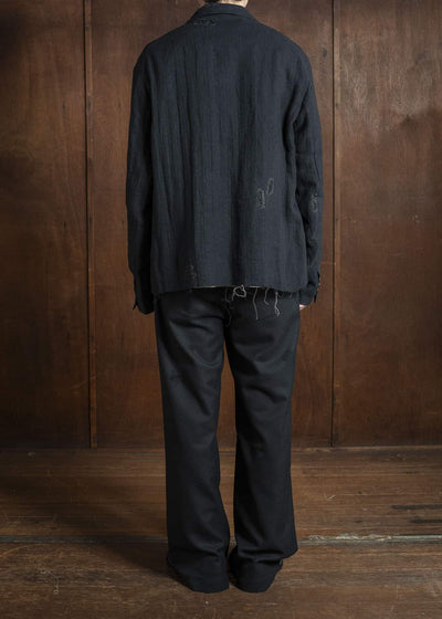 Professor.E DISTRESSED WOOL PANTS BLACK 25FW-PE-TRL-01