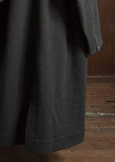 JAN-JAN VAN ESSCHE COAT#35 COAT WITH STANDING COLLAR,JET POCKETS, FULLY LINED Boiled Wool Sweat | Dark Forest