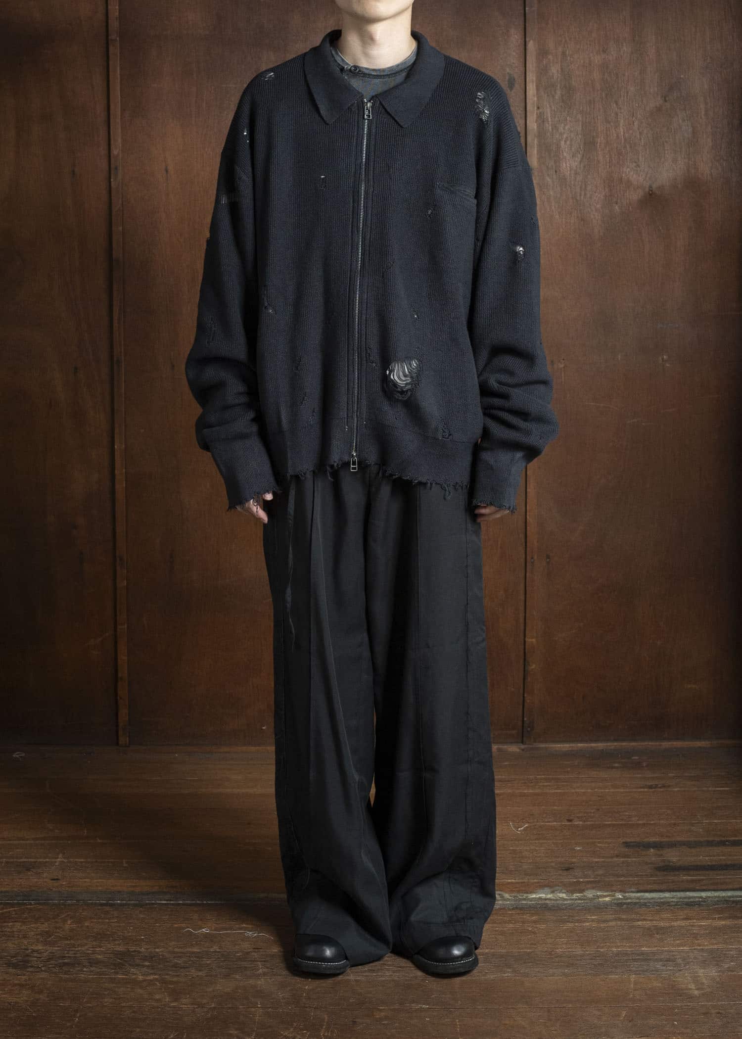 Professor.E WIDE PANTS BLACK 25FW-WN-TRL-02