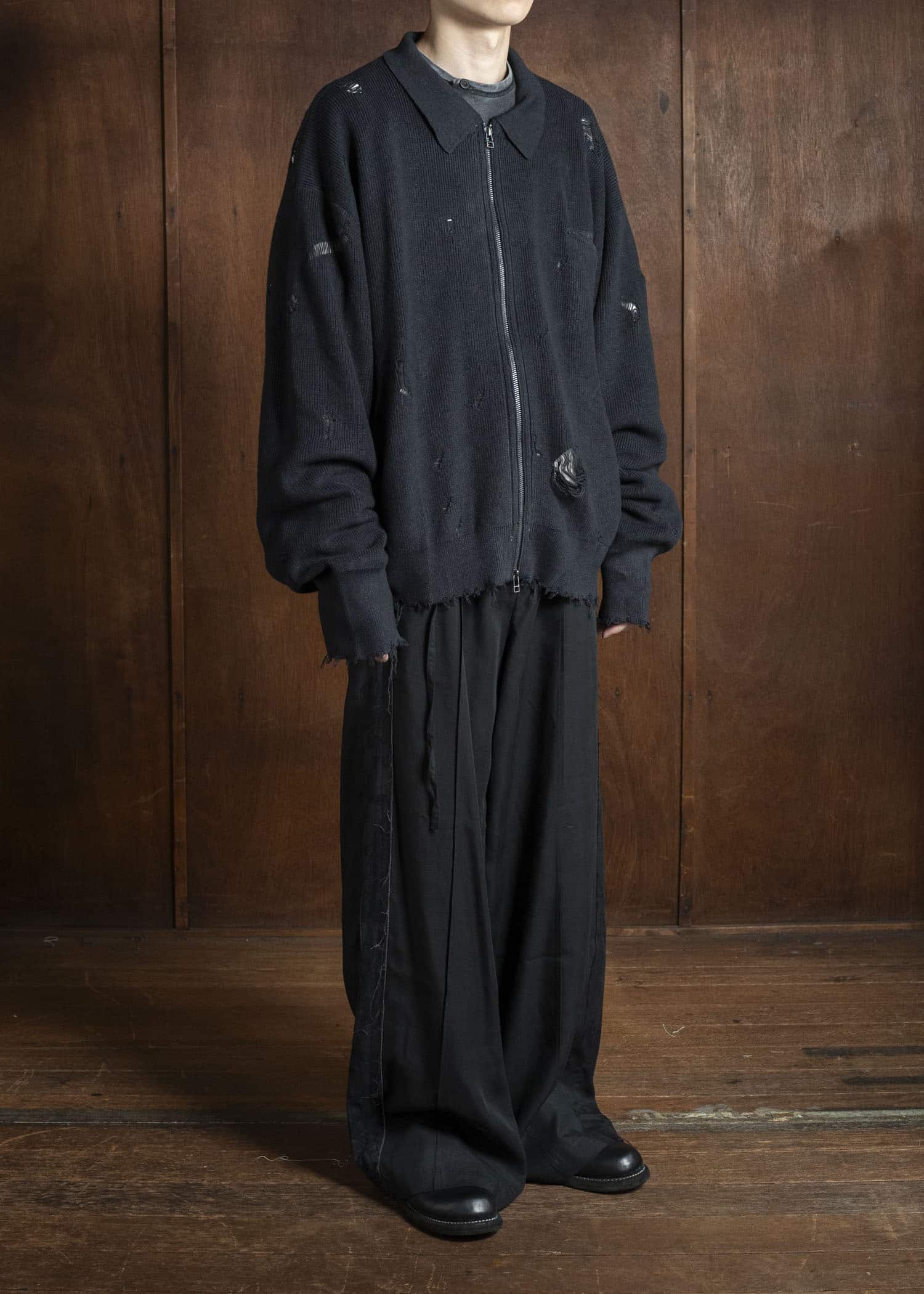 Professor.E WIDE PANTS BLACK 25FW-WN-TRL-02