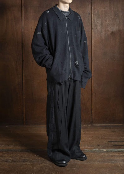 Professor.E DESTROYED KNIT JACKET BLACK 25FW-PE-KT-01
