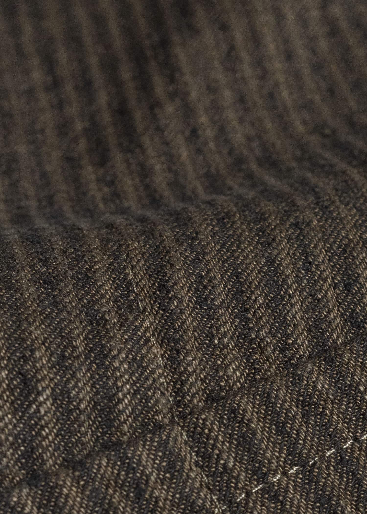 JAN-JAN VAN ESSCHE COAT#35 COAT WITH STANDING COLLAR,JET POCKETS, FULLY LINED Hemp Co Reed Twill | Khaki Striped