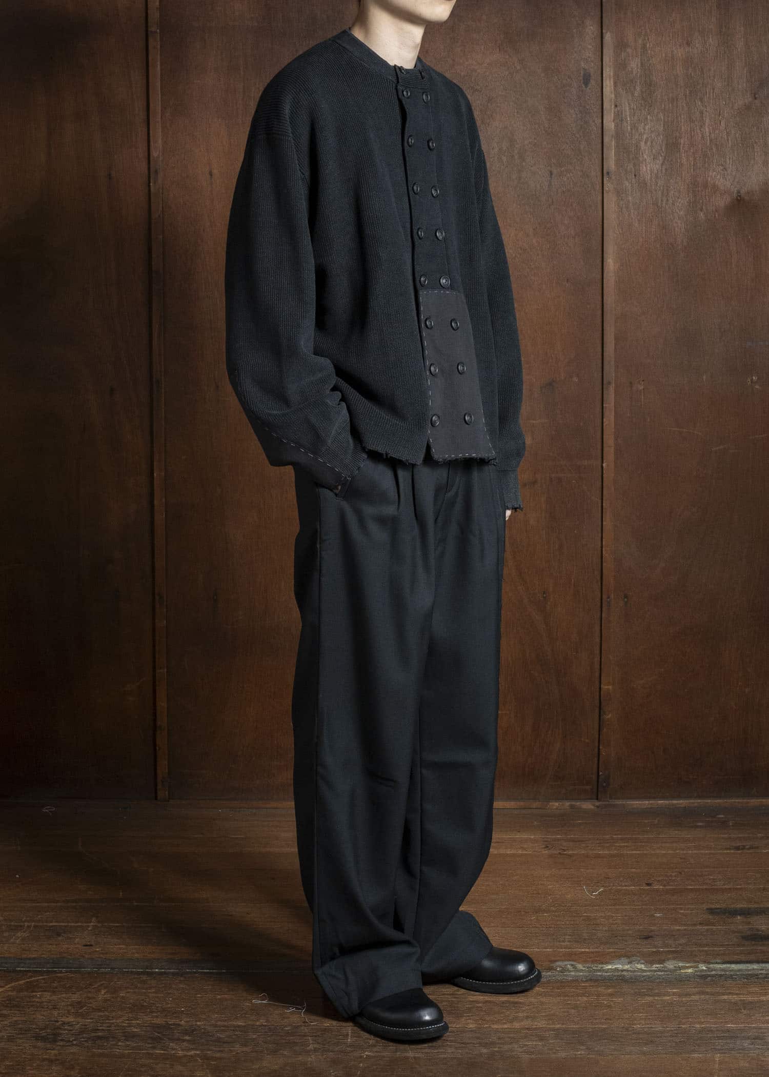 Professor.E FRAYED PANTS BLACK 25FW-PE-TRL-05