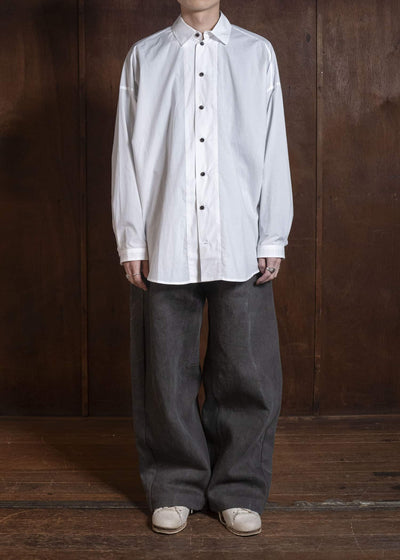 JAN-JAN VAN ESSCHE TROUSERS#90 OVERSIZED 6-POCKET DENIM WITH DRAWSTRING INSIDE Cotton Hemp Denim | Sumi Kakishibu