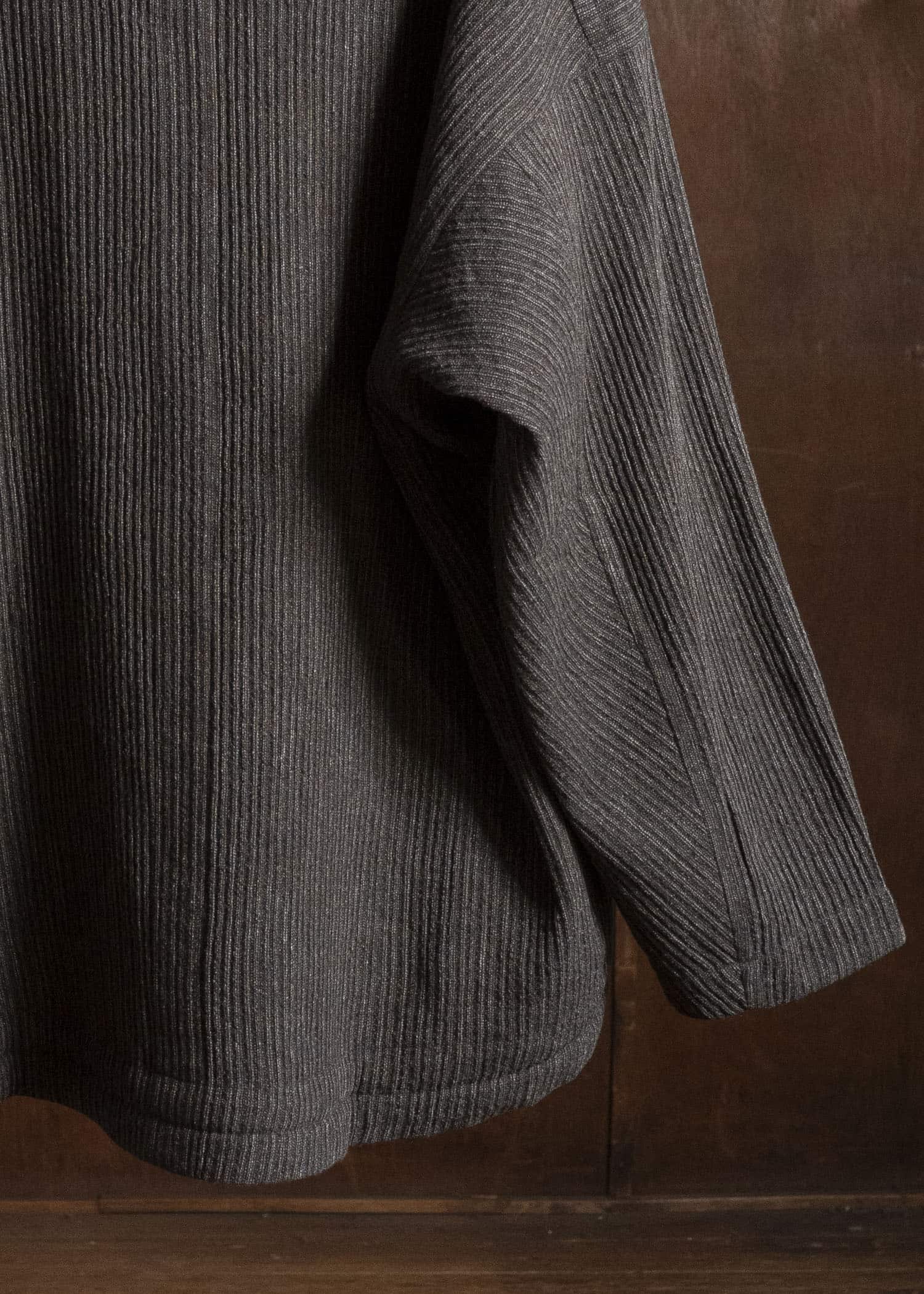 JAN-JAN VAN ESSCHE SWEAT#70 WOVEN SWEAT WITH FRONT POCKETS AND DRAWSTRING Yak Linen Cotton | Brown Striped