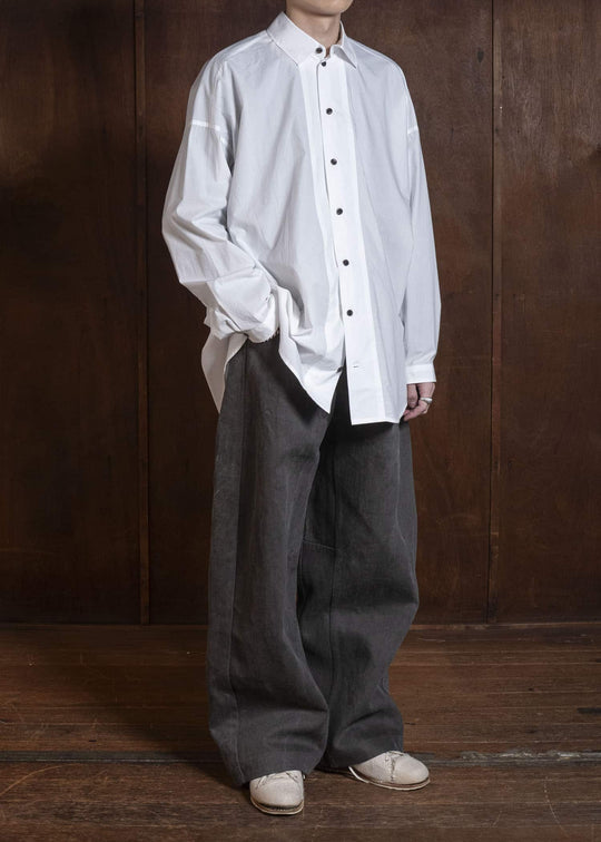 JAN-JAN VAN ESSCHE TROUSERS#90 OVERSIZED 6-POCKET DENIM WITH DRAWSTRING INSIDE Cotton Hemp Denim | Sumi Kakishibu