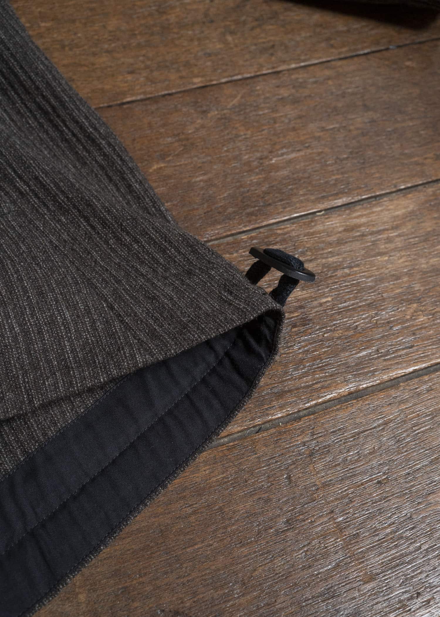 JAN-JAN VAN ESSCHE SWEAT#70 WOVEN SWEAT WITH FRONT POCKETS AND DRAWSTRING Yak Linen Cotton | Brown Striped
