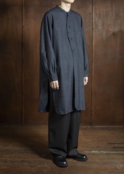 Gorsch 13-2ND-SHCO-VIN Vintage Wool Check Shirt Coat Navy Check