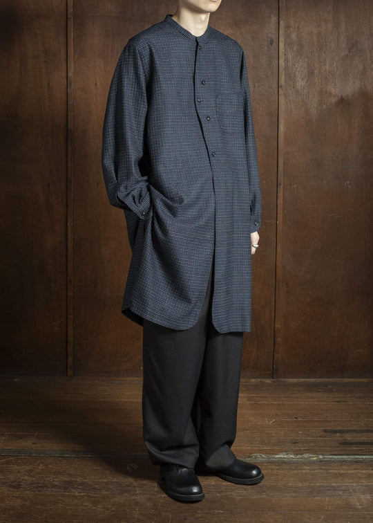 Gorsch 13-2ND-SHCO-VIN Vintage Wool Check Shirt Coat Navy Check