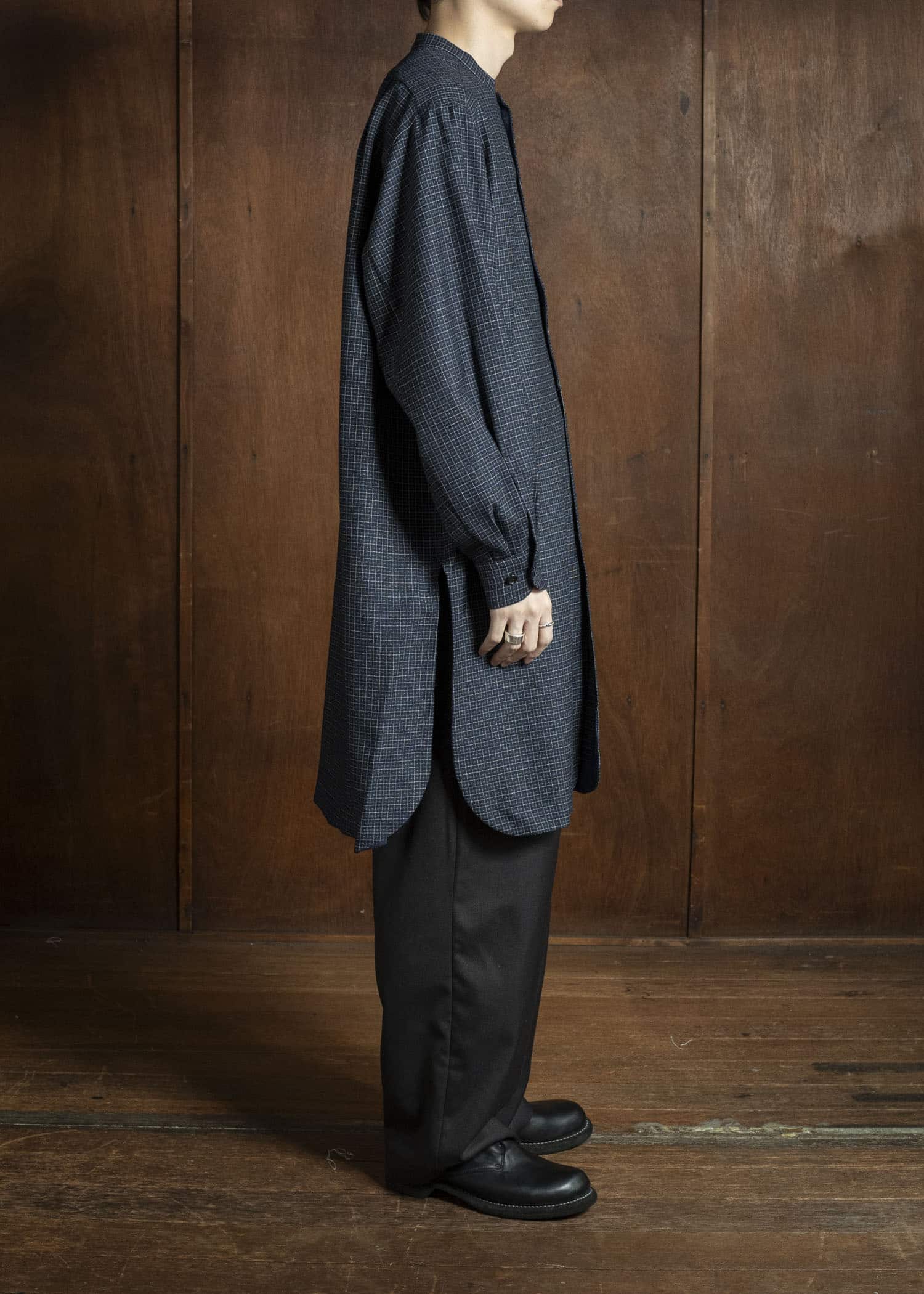 Gorsch 13-2ND-SHCO-VIN Vintage Wool Check Shirt Coat Navy Check