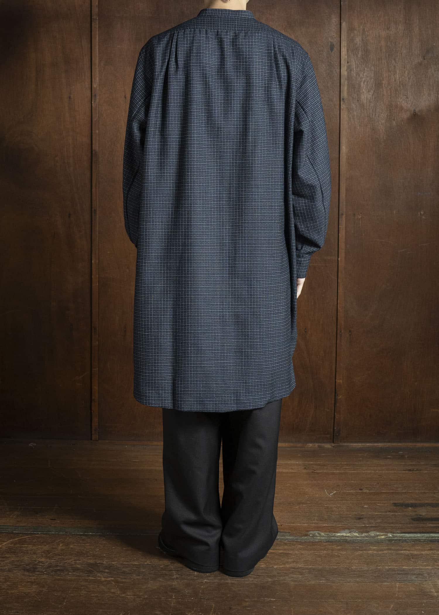 Gorsch 13-2ND-SHCO-VIN Vintage Wool Check Shirt Coat Navy Check