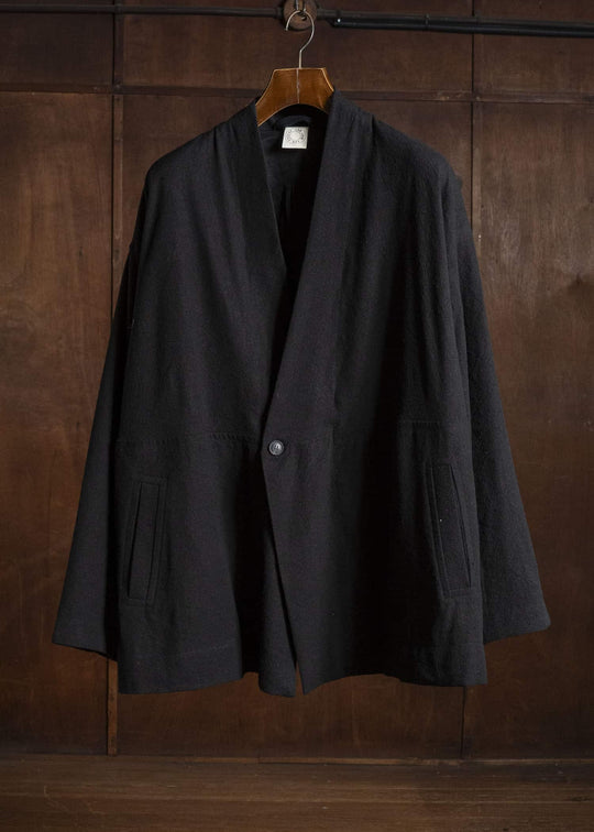 JAN-JAN VAN ESSCHE JACKET#66 OVERSIZED BLAZER WITH JET POCKET AND FULLY LINED Hemp Se Nappy Cloth | Black