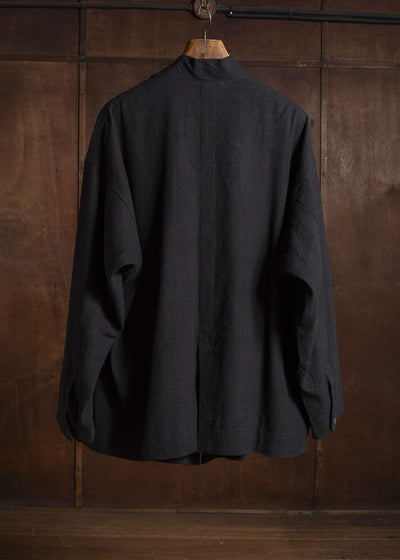 JAN-JAN VAN ESSCHE JACKET#66 OVERSIZED BLAZER WITH JET POCKET AND FULLY LINED Hemp Se Nappy Cloth | Black