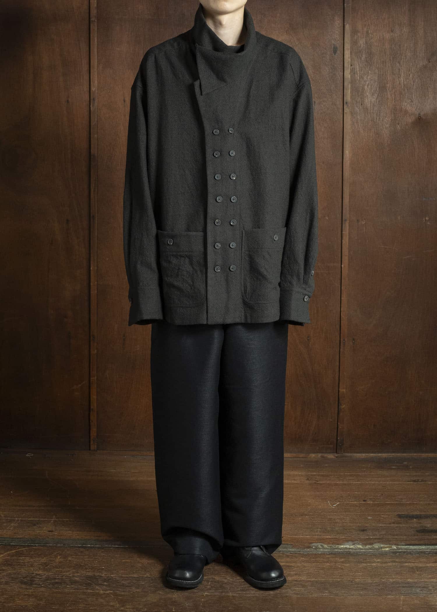 Gorsch 13-2ND-TR03-WH Wool Hemp Easy Trousers Black