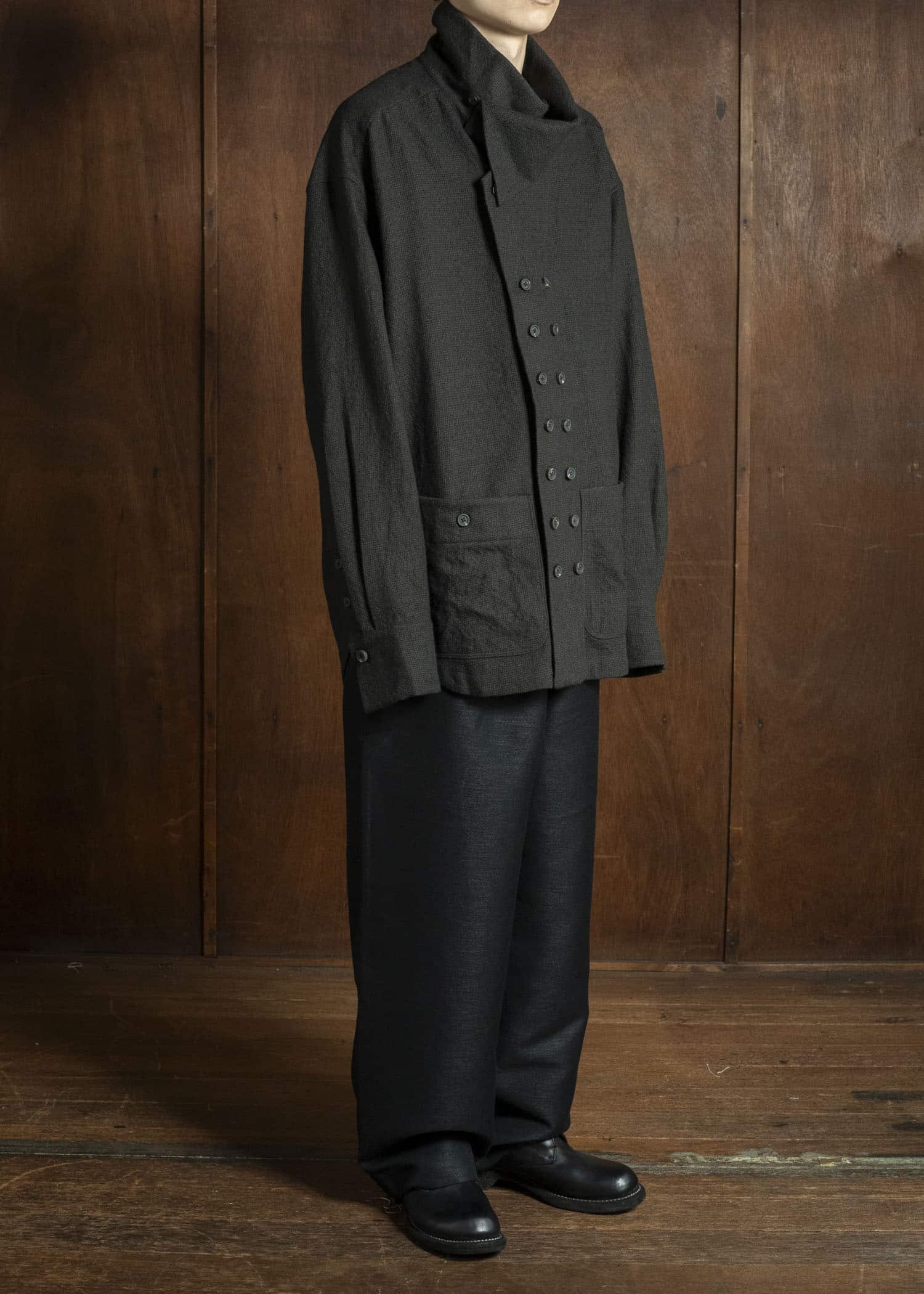 Gorsch 13-2ND-TR03-WH Wool Hemp Easy Trousers Black