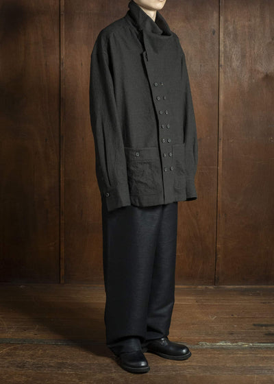 Gorsch 13-2ND-TR03-WH Wool Hemp Easy Trousers Black