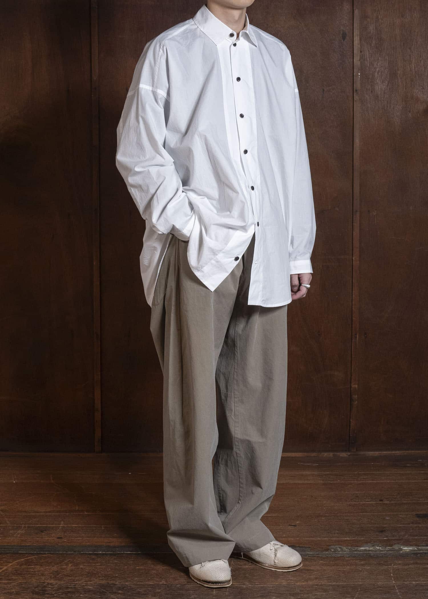 TROUSERS#90 OVERSIZED 6-POCKET DENIM WITH DRAWSTRING INSIDE Time Washed Light | Stone Grey