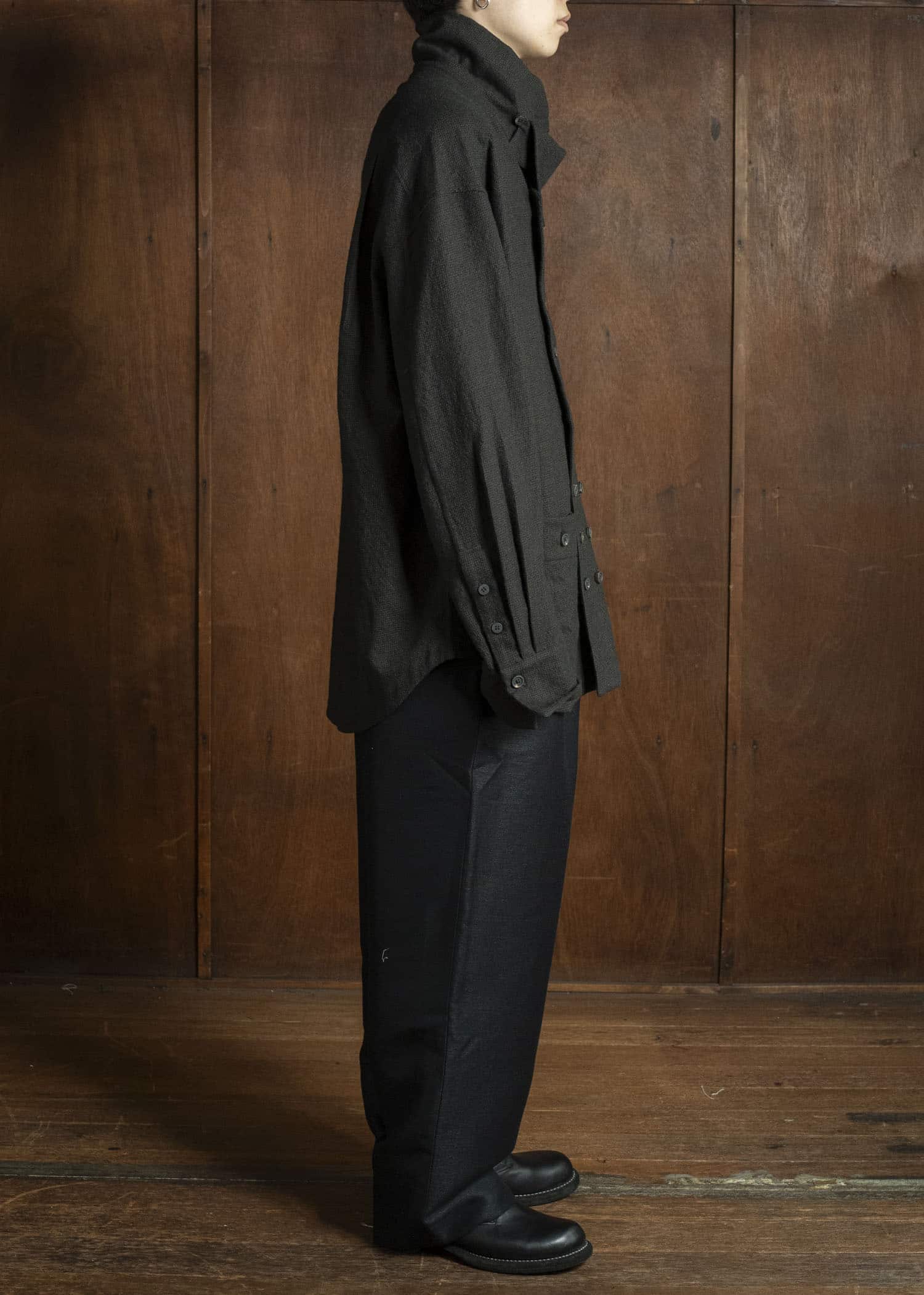 Gorsch 13-2ND-TR03-WH Wool Hemp Easy Trousers Black