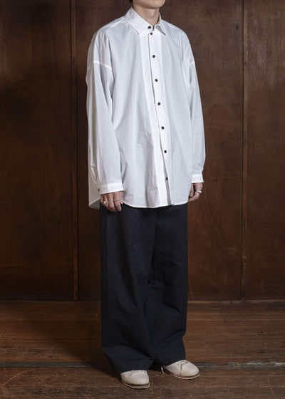 JAN-JAN VAN ESSCHE TROUSERS#90 OVERSIZED 6-POCKET DENIM WITH DRAWSTRING INSIDE | CO PAPER FINE TWILL Black