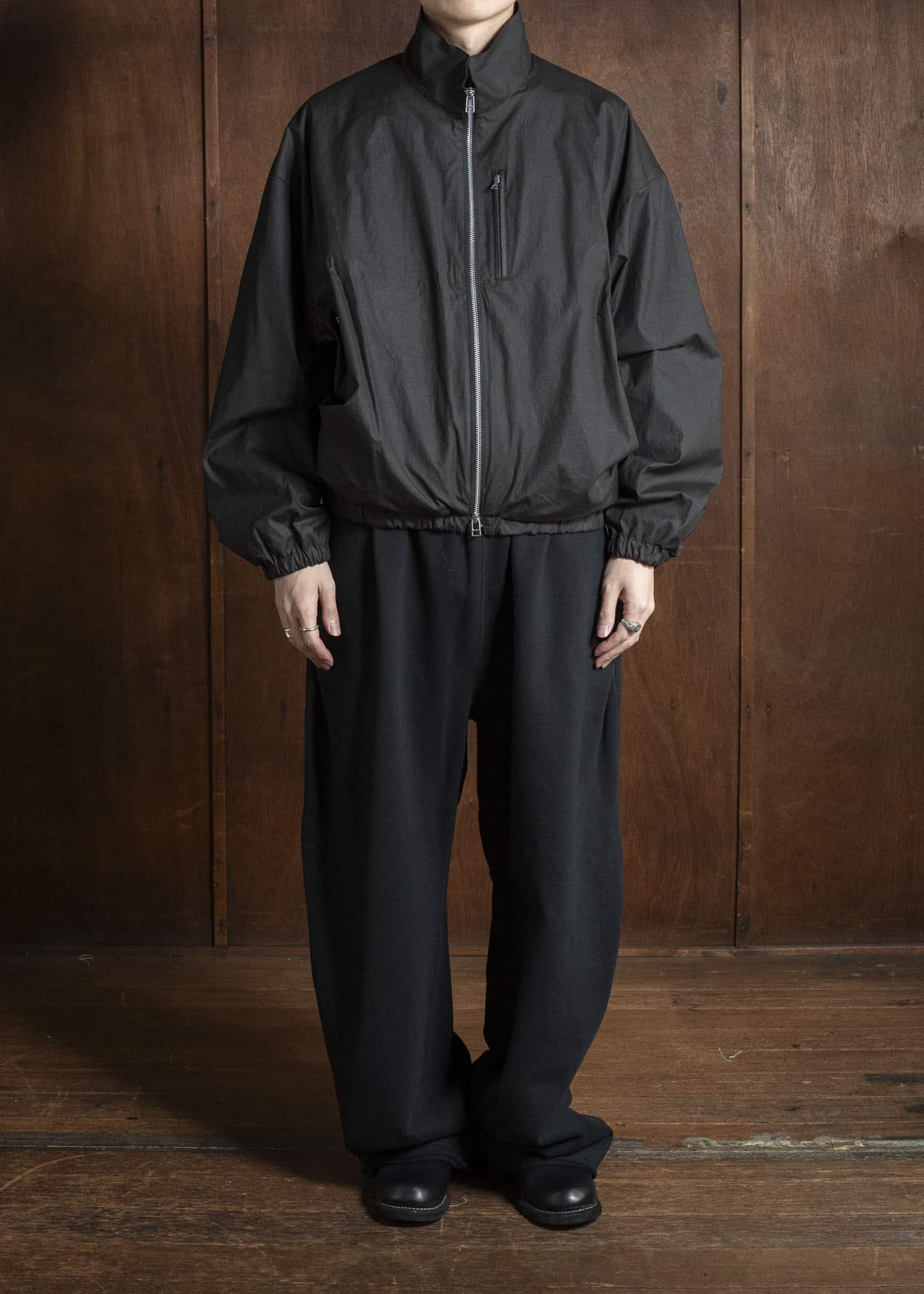 BIBLIOTHERK BR-OT06-AW25-01 DRAPED BLOUSON BLACK