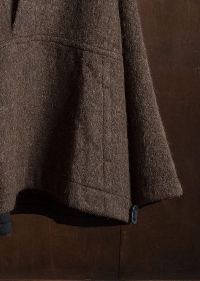 JAN-JAN VAN ESSCHE SWEAT#70 WOVEN SWEAT WITH FRONT POCKETS AND DRAWSTRING Highpile Herringbone | Brown Alpaca