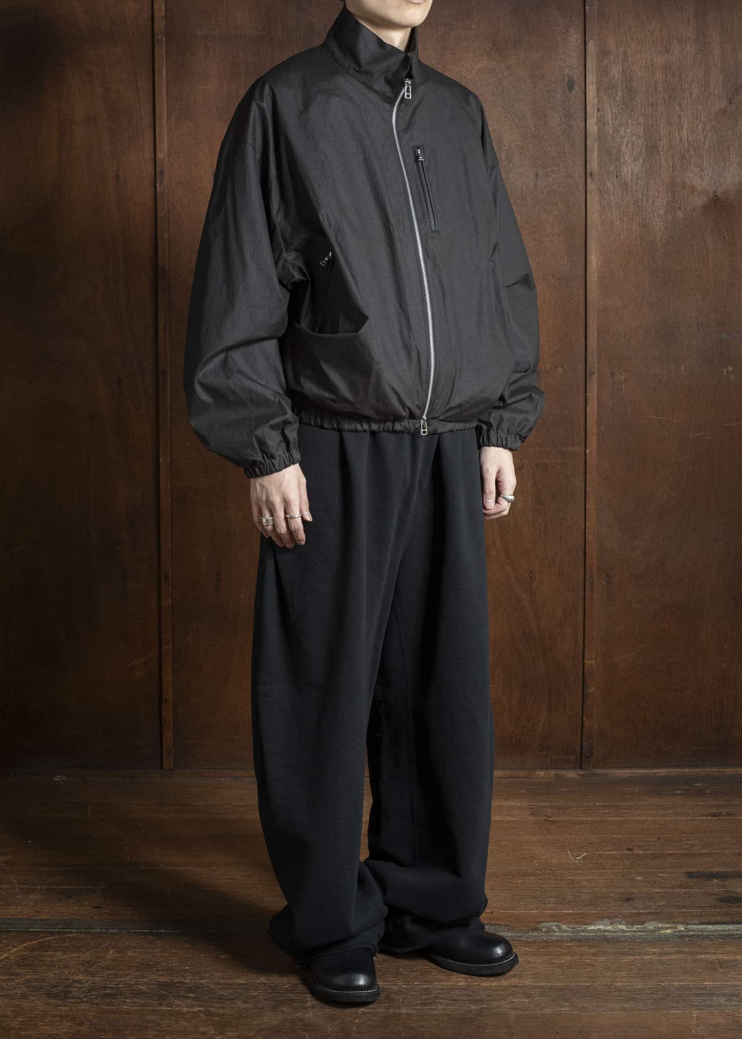 BIBLIOTHERK BR-OT06-AW25-01 DRAPED BLOUSON BLACK
