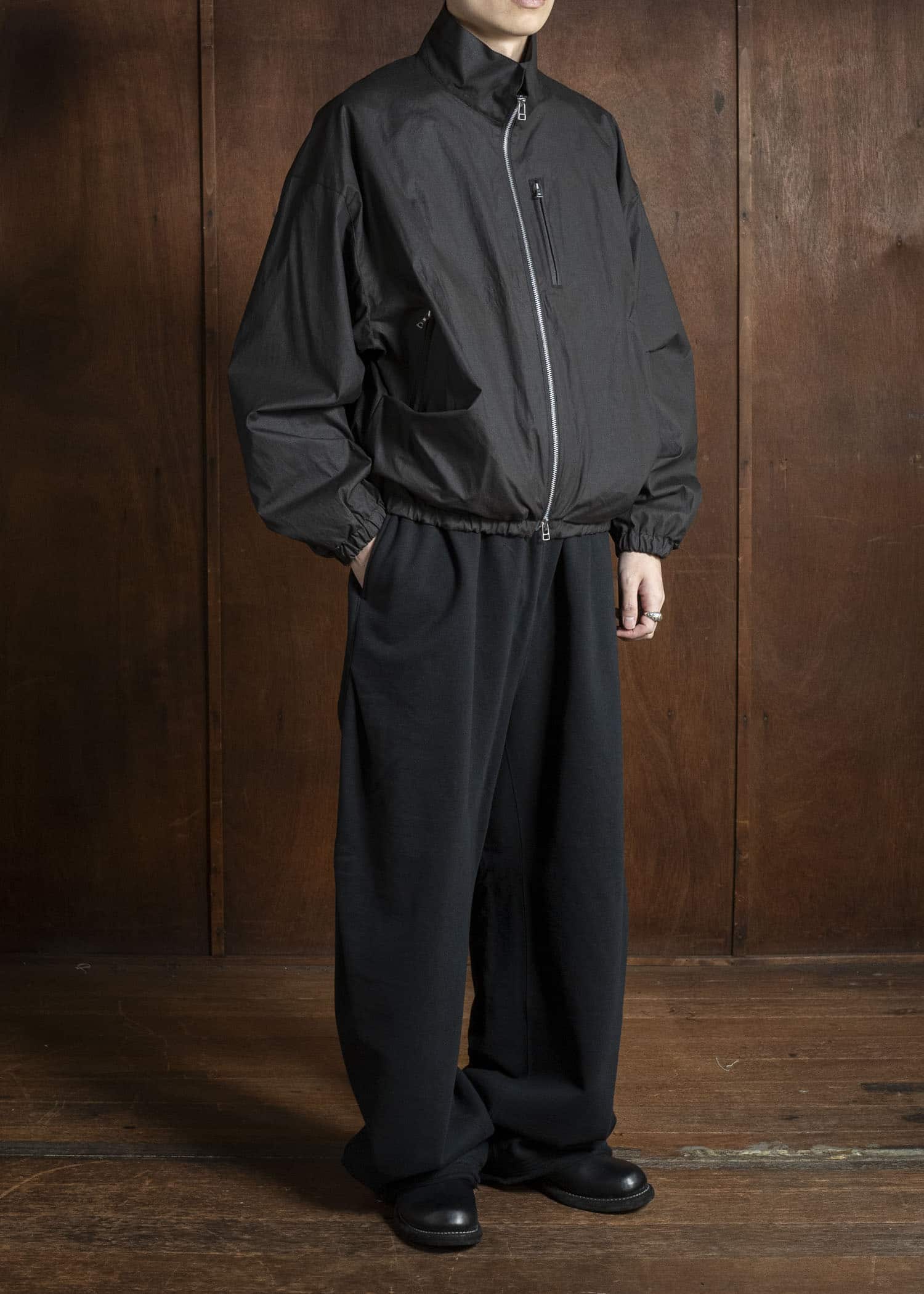 BIBLIOTHERK BR-OT06-AW25-01 DRAPED BLOUSON BLACK