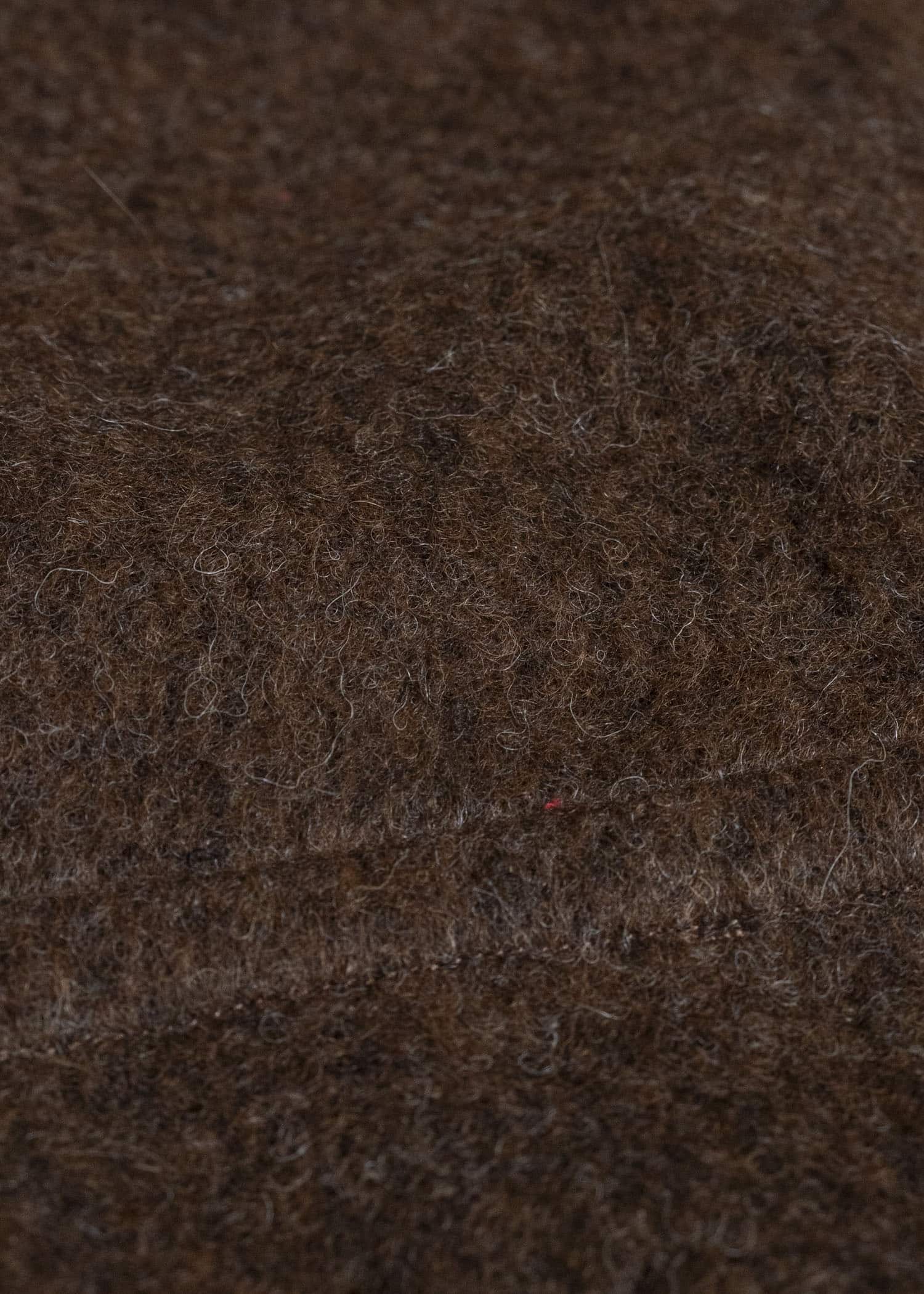 JAN-JAN VAN ESSCHE SWEAT#70 WOVEN SWEAT WITH FRONT POCKETS AND DRAWSTRING Highpile Herringbone | Brown Alpaca