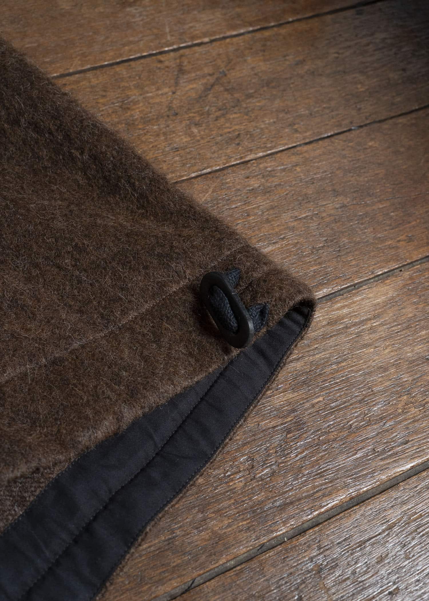 JAN-JAN VAN ESSCHE SWEAT#70 WOVEN SWEAT WITH FRONT POCKETS AND DRAWSTRING Highpile Herringbone | Brown Alpaca